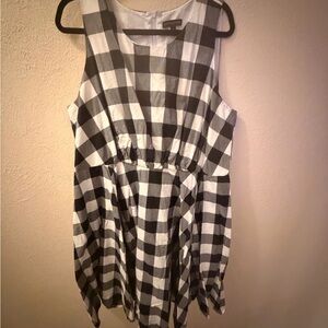 Black and White Checkered Sleeveless Dress